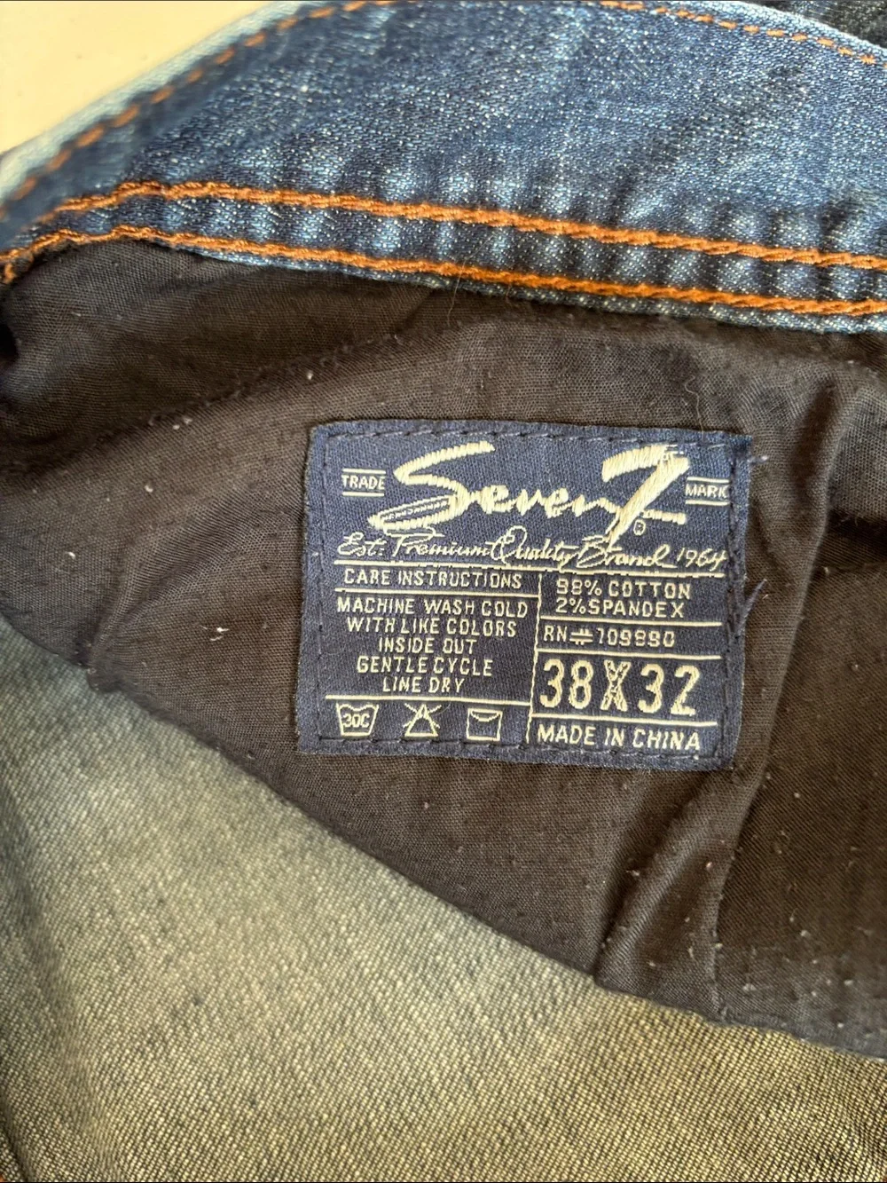 Seven7 Men's Dark Blue Straight Jeans Skinny 38x32